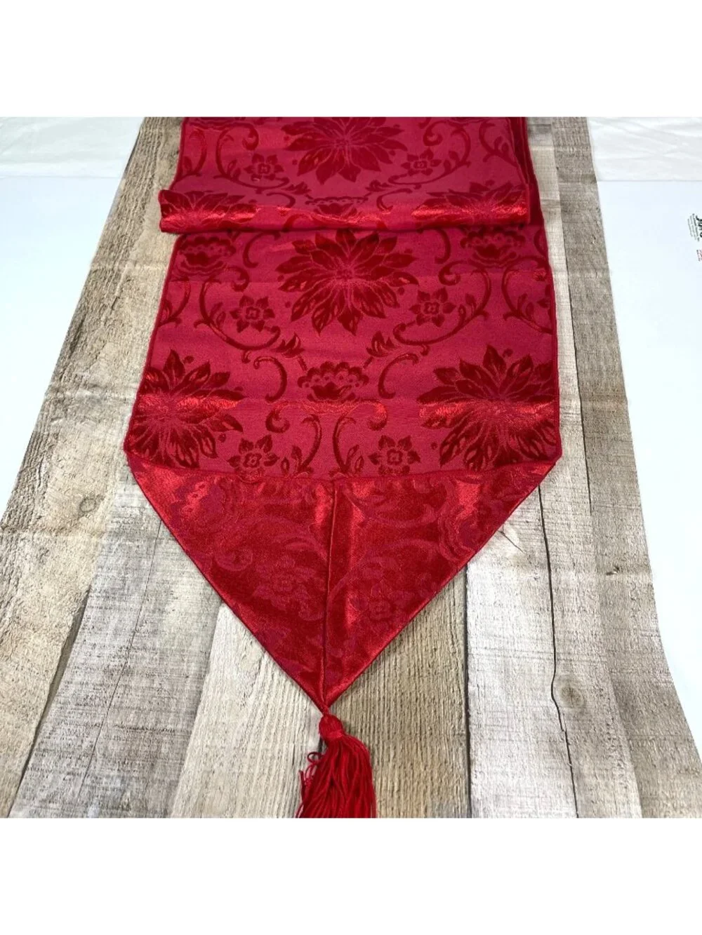 Red Damask Poinsettia Floral Jacquard 72